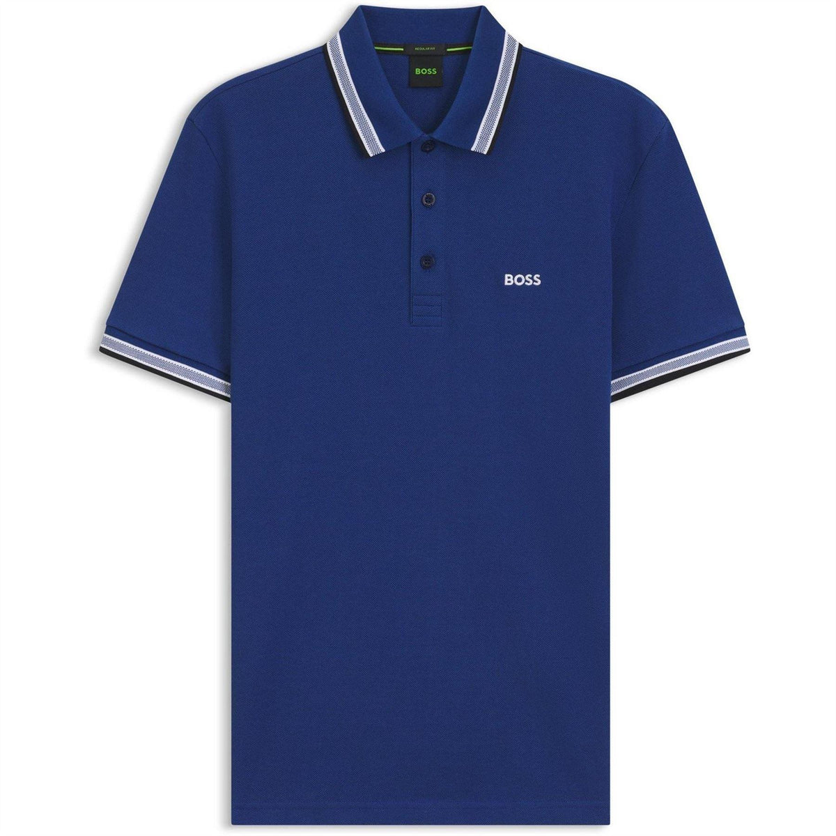 Medium Blue - Front - Boss Mens Paddy Contrast Tipped Polo Shirt