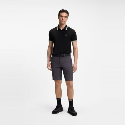 Black-Grey - Pack Shot - Boss Mens Paddy Contrast Tipped Polo Shirt