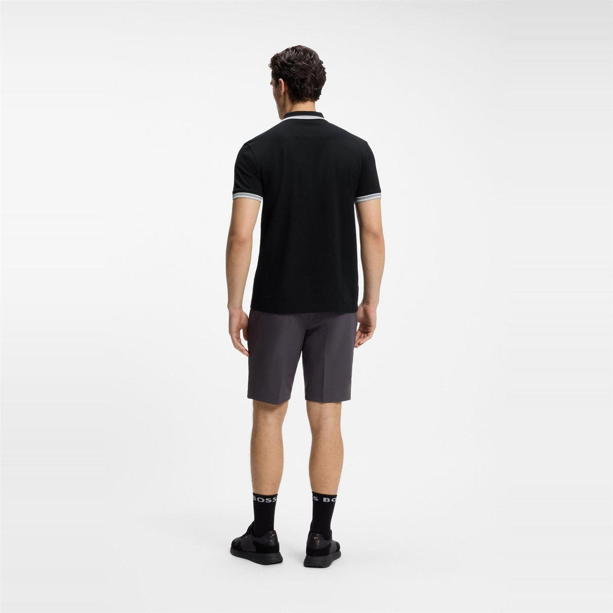 Black - Pack Shot - Boss Mens Paddy Contrast Tipped Polo Shirt