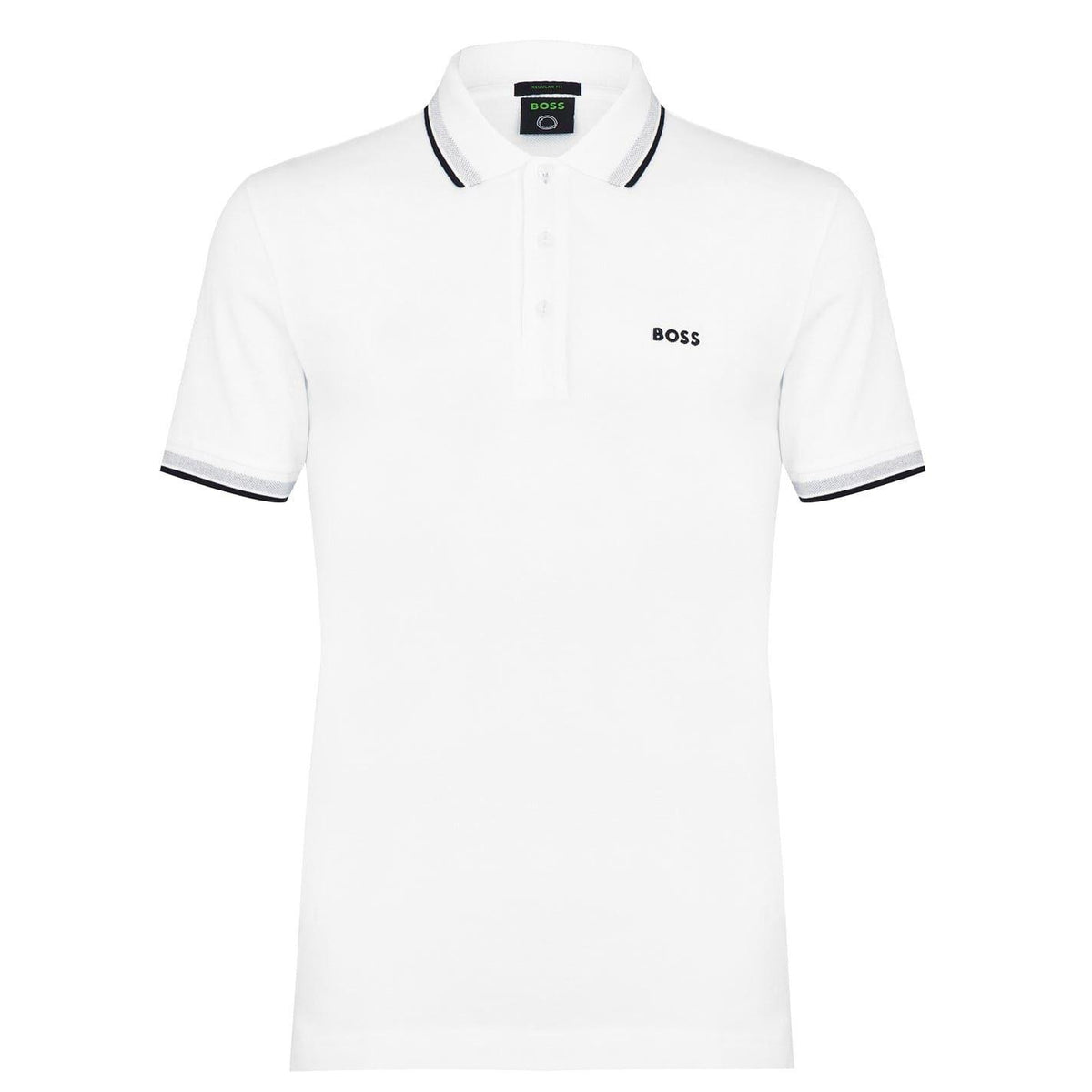 Off White - Front - Boss Mens Paddy Contrast Tipped Polo Shirt