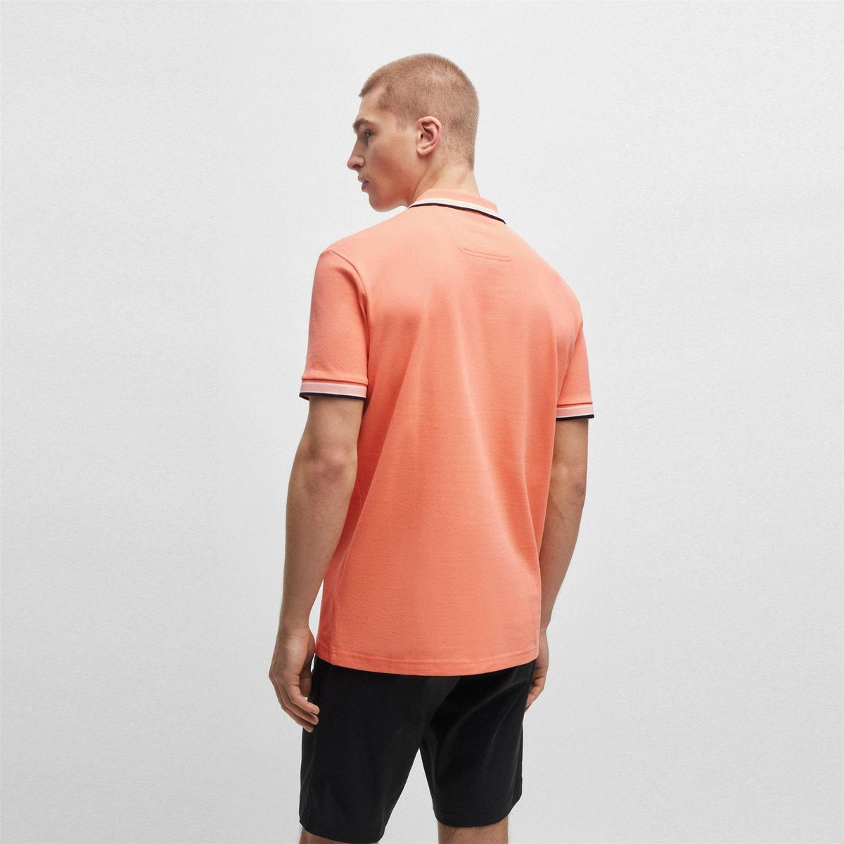 Orange - Pack Shot - Boss Mens Paddy Contrast Tipped Polo Shirt