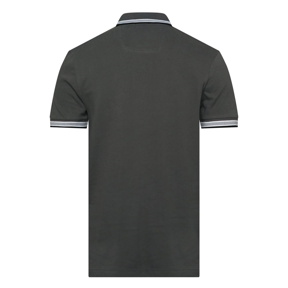Grey - Back - Boss Mens Paddy Contrast Tipped Polo Shirt