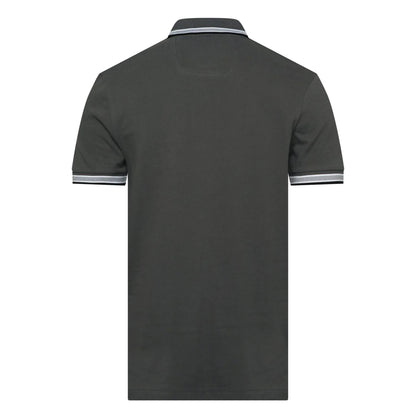 Grey - Back - Boss Mens Paddy Contrast Tipped Polo Shirt