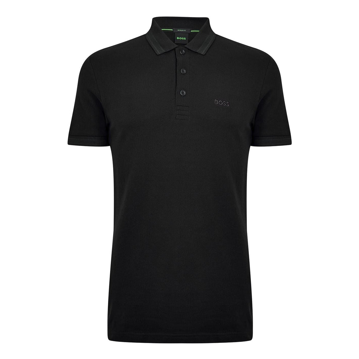 Solid Black - Front - Boss Mens Paddy Contrast Tipped Polo Shirt