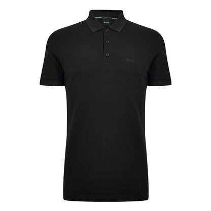 Solid Black - Front - Boss Mens Paddy Contrast Tipped Polo Shirt