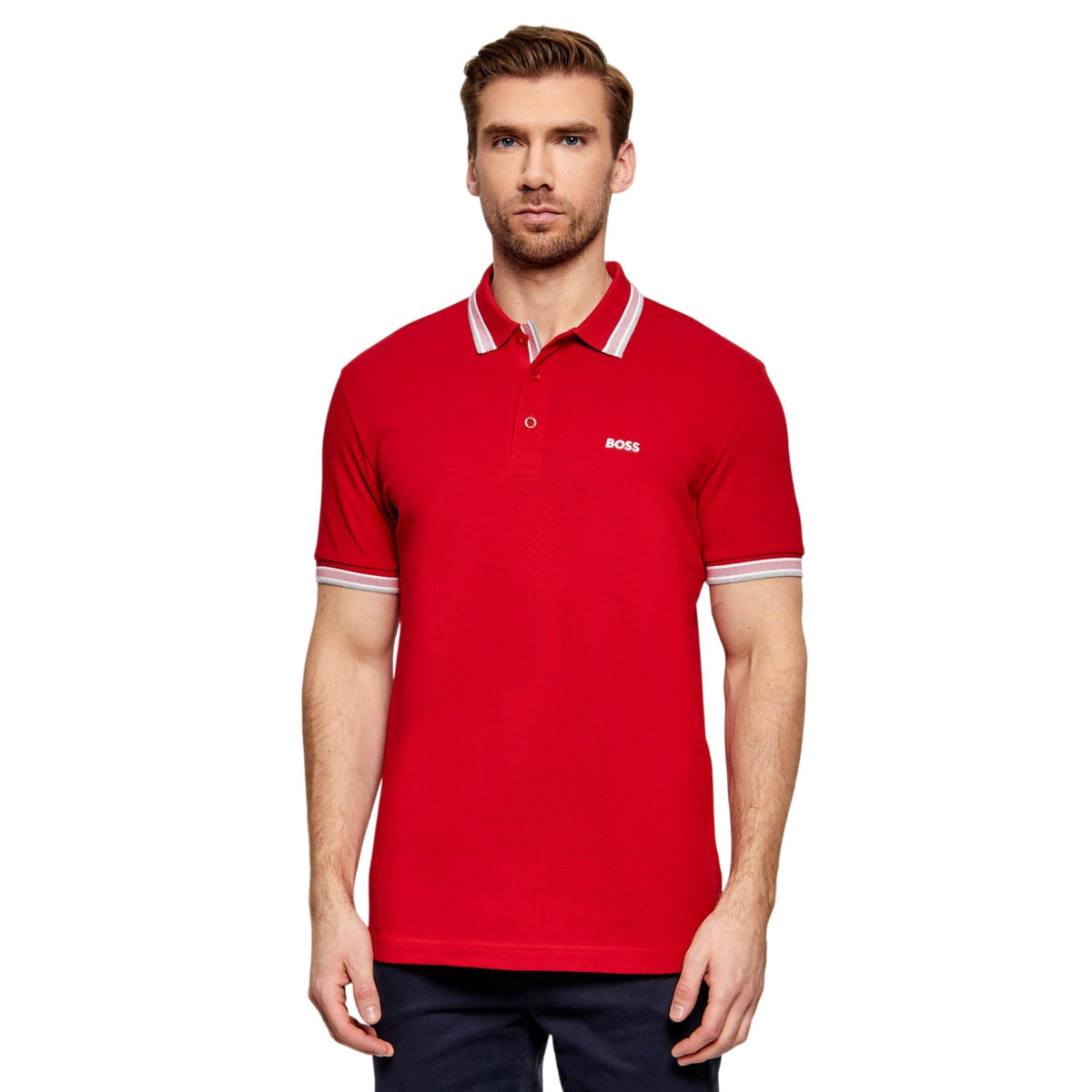 Rednut - Front - Boss Mens Paddy Contrast Tipped Polo Shirt