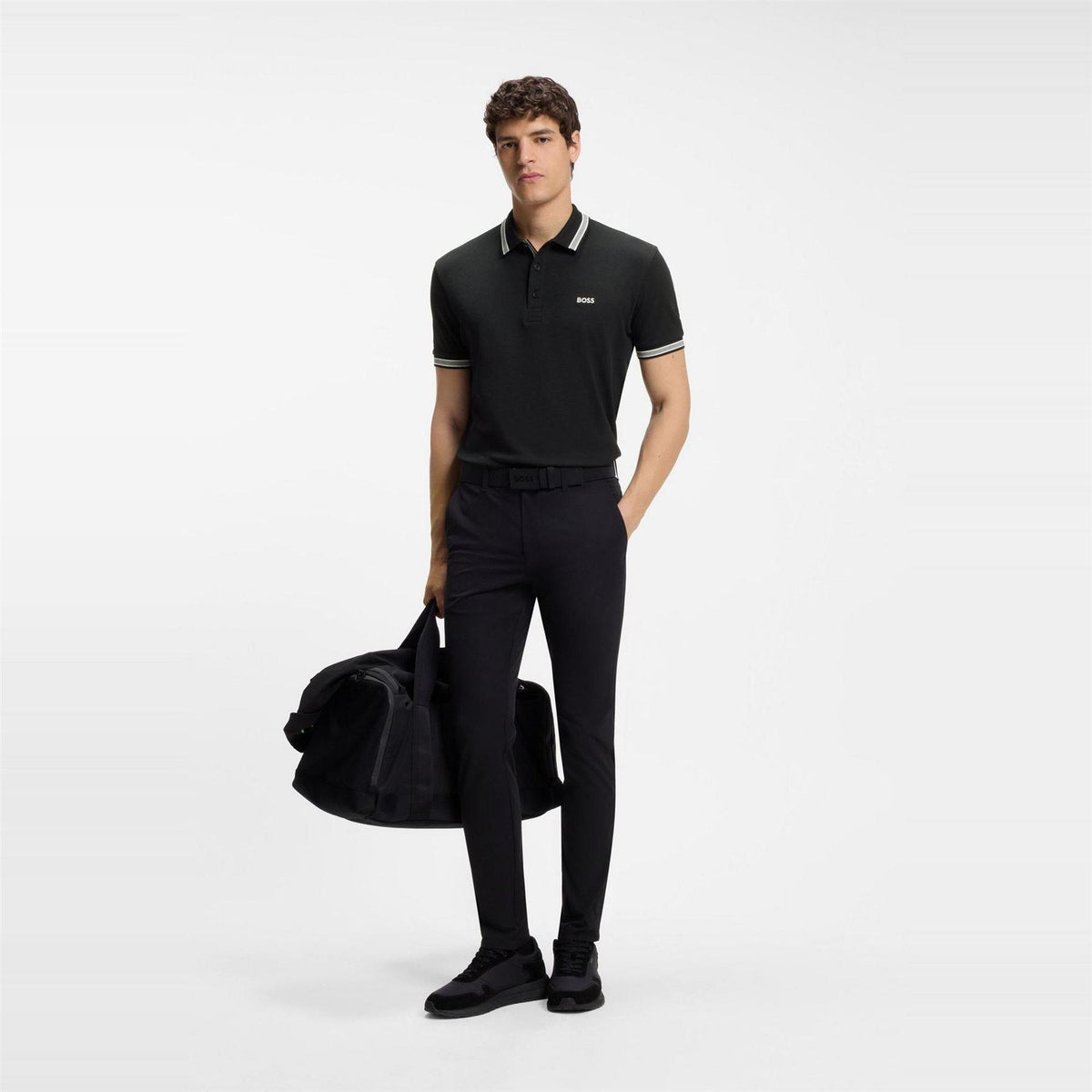 Dark Blue - Pack Shot - Boss Mens Paddy Contrast Tipped Polo Shirt