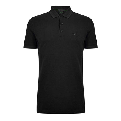 Black - Front - Boss Mens Paddy Contrast Tipped Polo Shirt