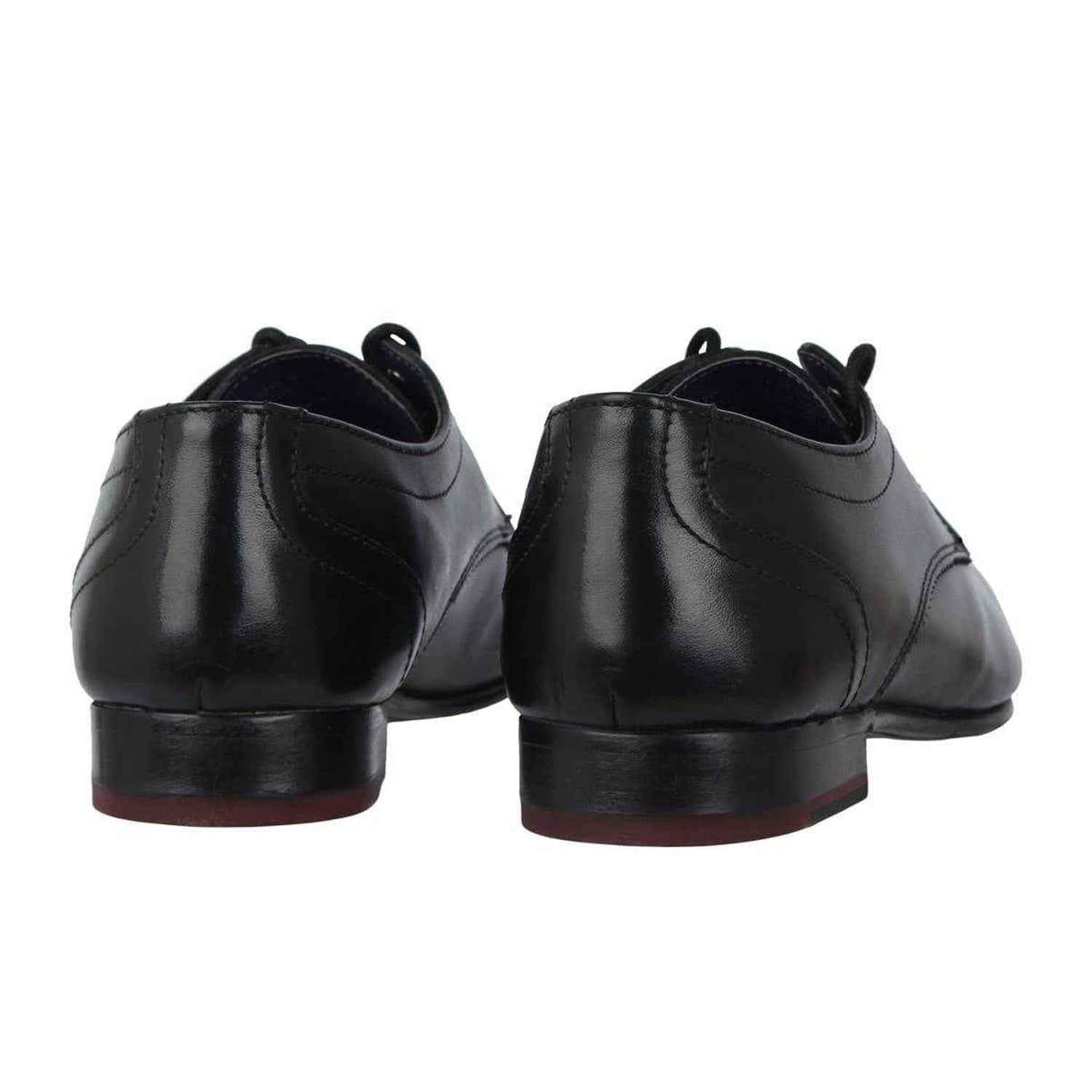 Black - Back - Firetrap Boys Savoy Leather Derby Shoes