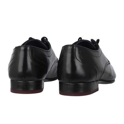 Black - Back - Firetrap Boys Savoy Leather Derby Shoes