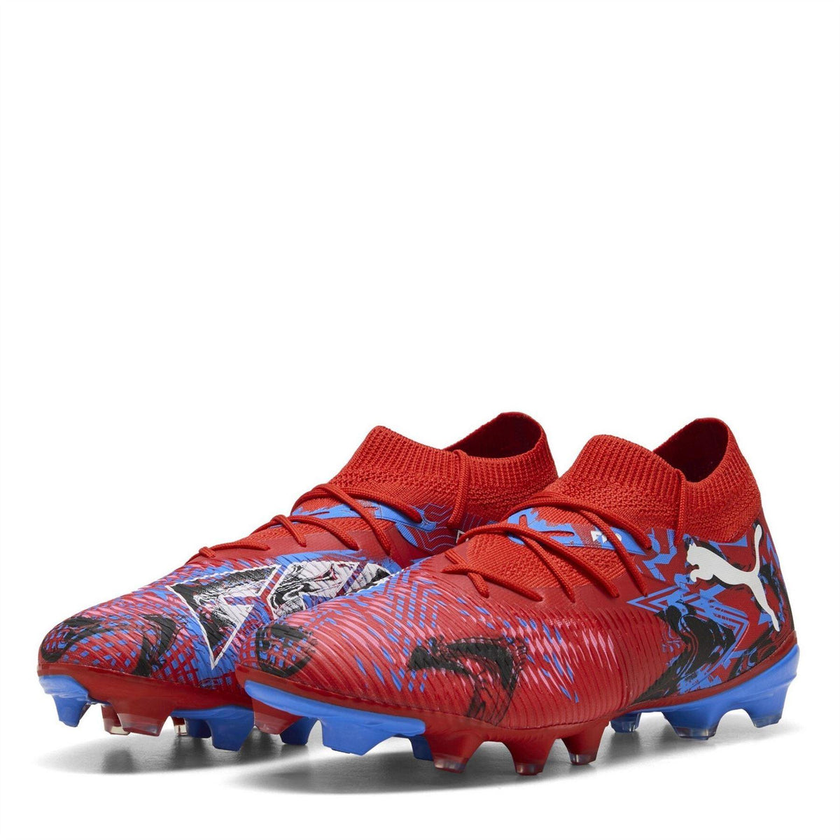 Red-Blue - Front - Puma Mens Future 8 Match Firm Ground Football Boots