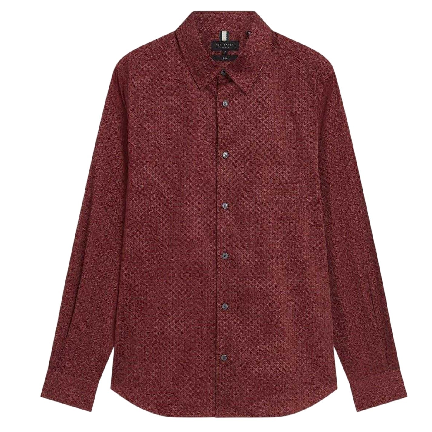 Dark Red - Front - Ted Baker Mens Geometric Long-Sleeved Shirt