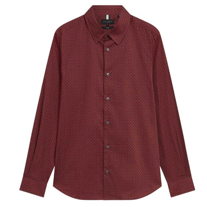 Dark Red - Front - Ted Baker Mens Geometric Long-Sleeved Shirt