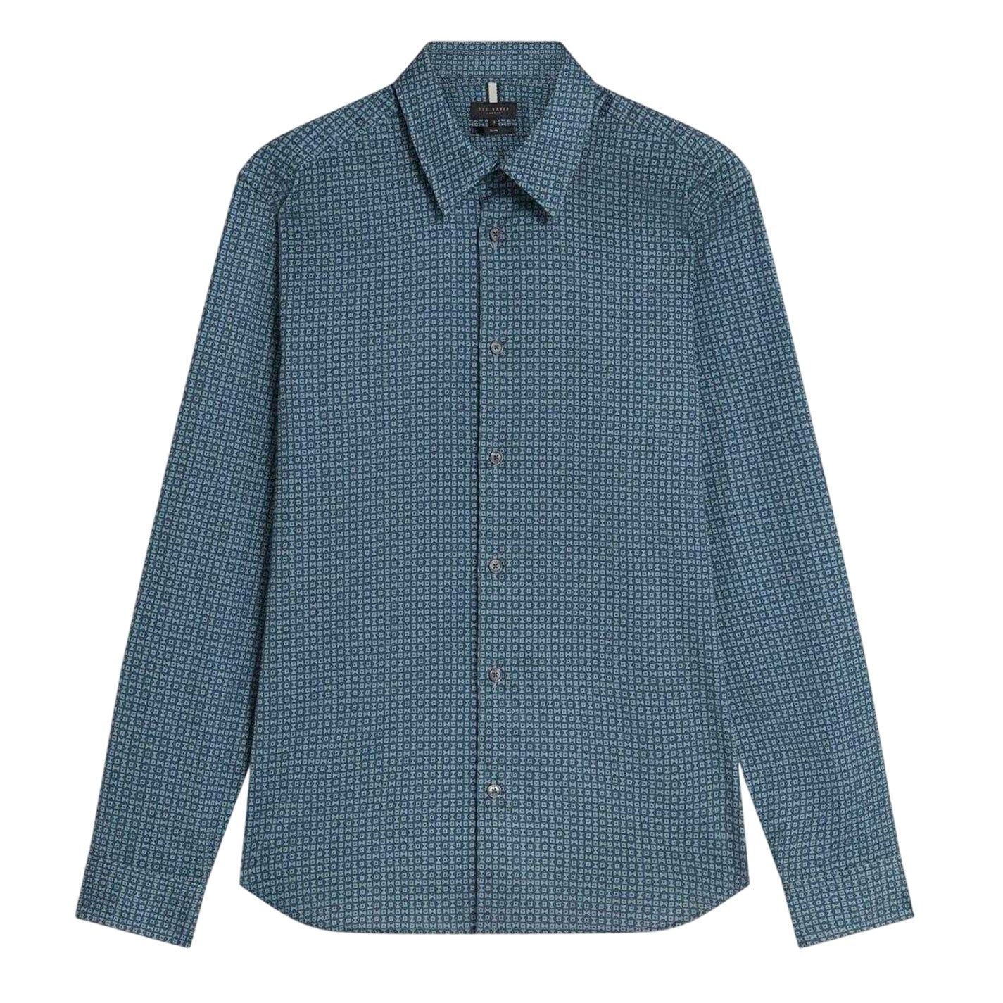 Navy - Front - Ted Baker Mens Geometric Long-Sleeved Shirt