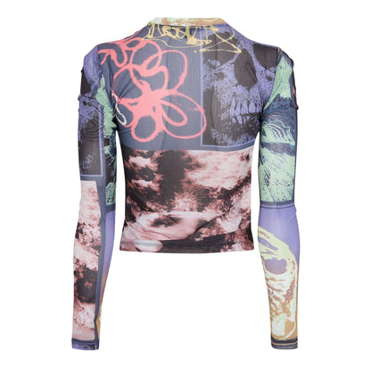 Parisian Night - Back - Vans Womens-Ladies Ludlow Graphic Print Mesh Crop Top
