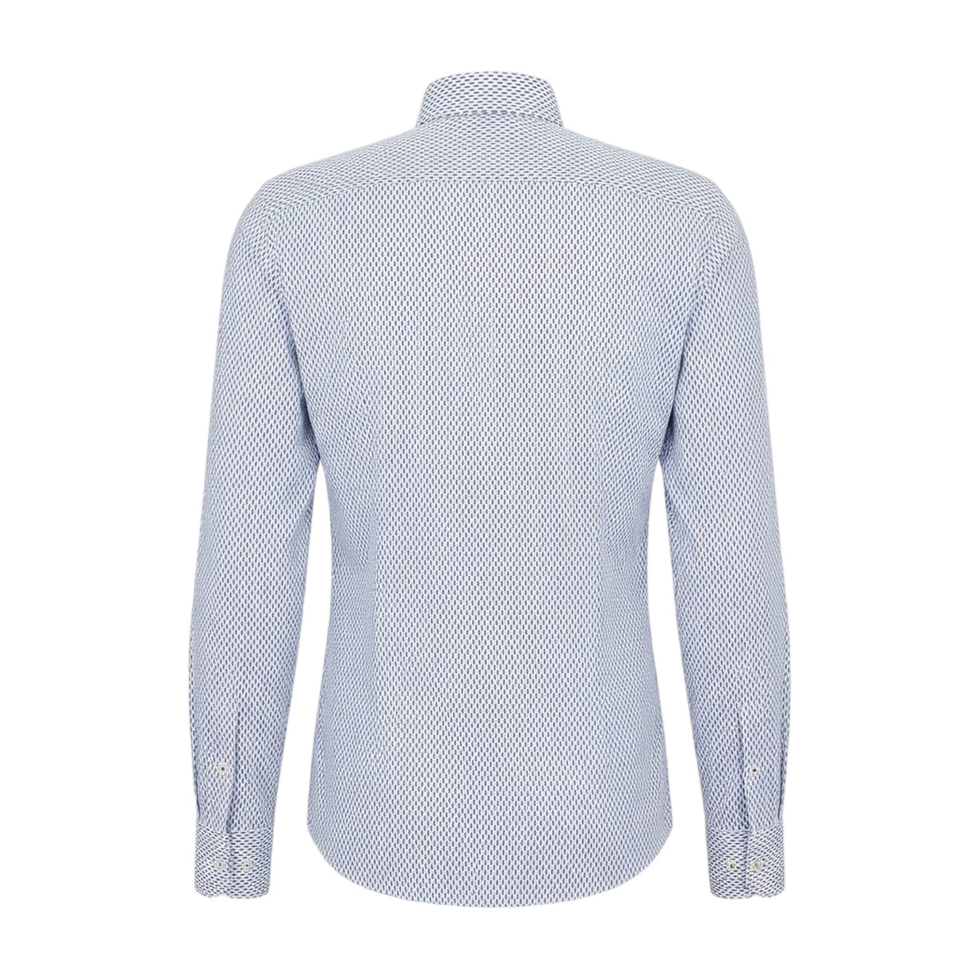 Pastel Blue - Back - Boss Mens Geometric Pattern Long-Sleeved Shirt