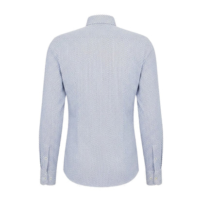 Pastel Blue - Back - Boss Mens Geometric Pattern Long-Sleeved Shirt