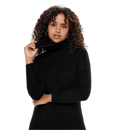 Black - Side - Only Womens-Ladies Knitted Cowl Neck Sweater Dress