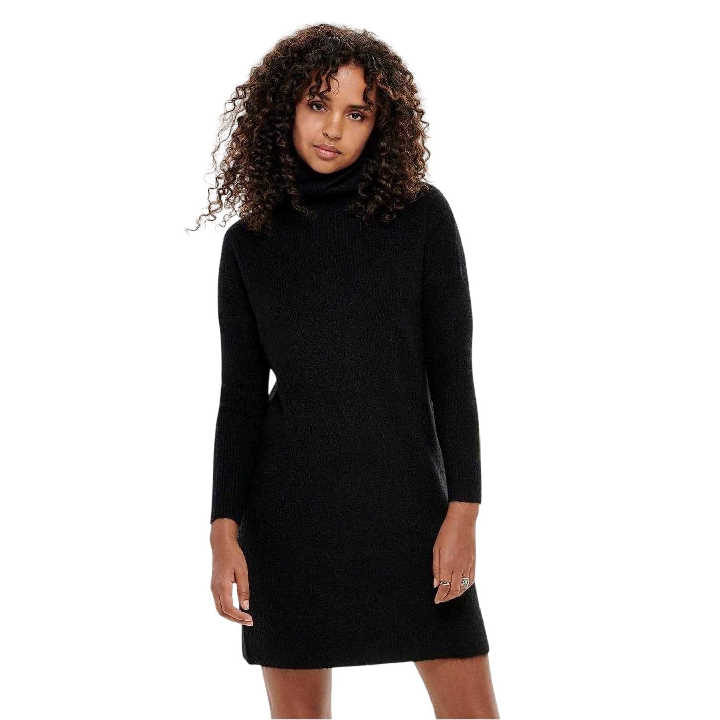 Black - Lifestyle - Only Womens-Ladies Knitted Cowl Neck Sweater Dress