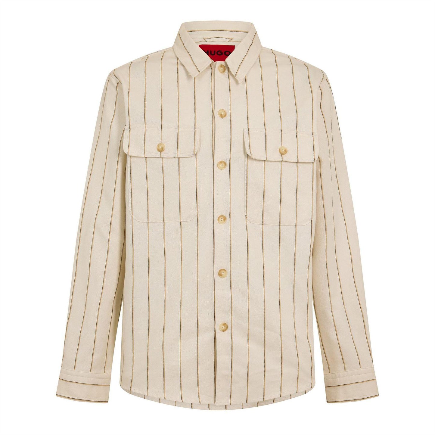 Natural - Front - Hugo Boss Mens Ernius Chest Pocket Shirt