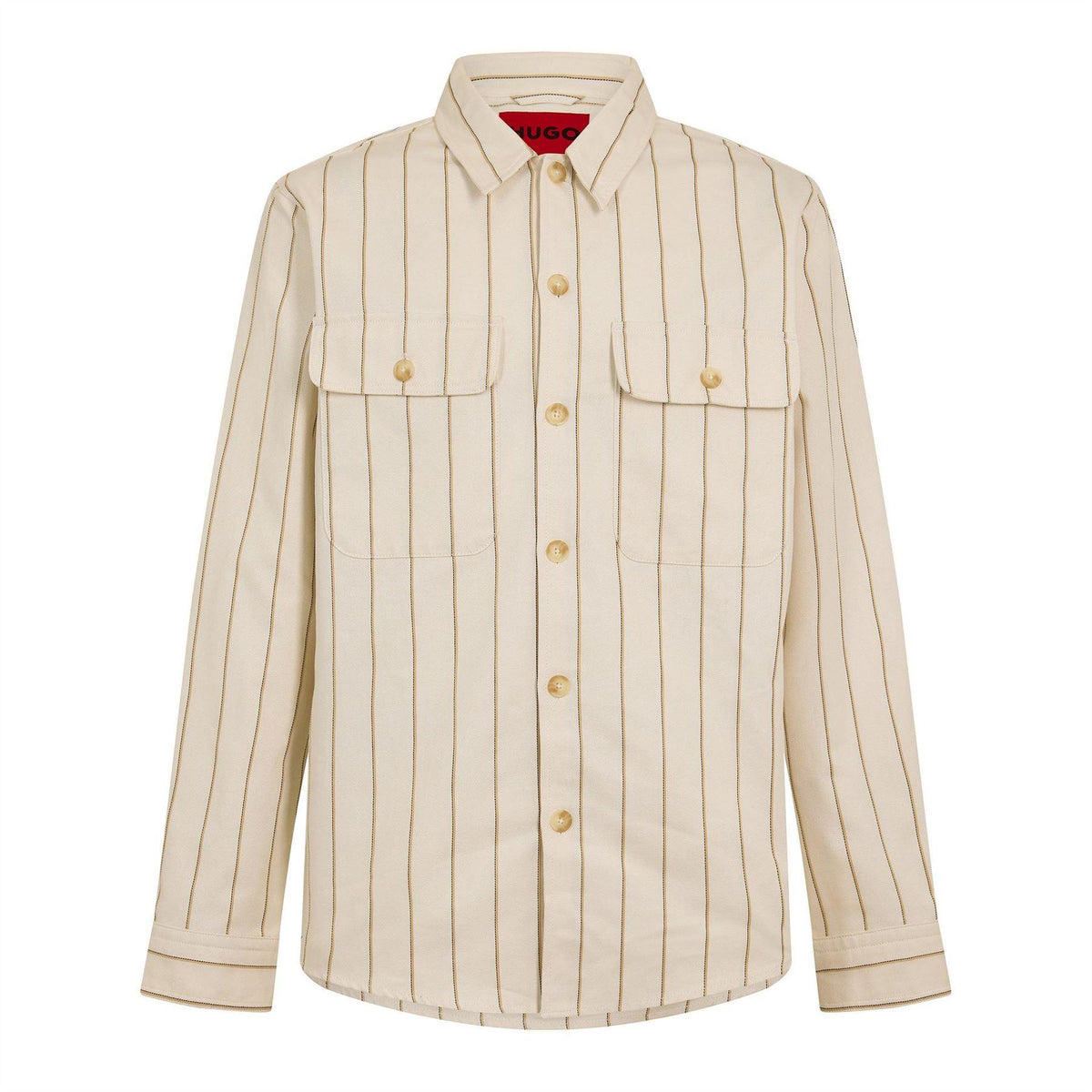 Natural - Front - Hugo Boss Mens Ernius Chest Pocket Shirt
