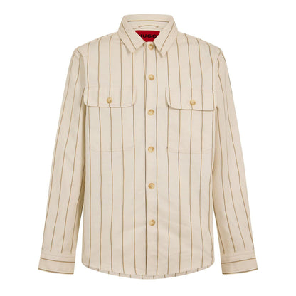 Natural - Front - Hugo Boss Mens Ernius Chest Pocket Shirt