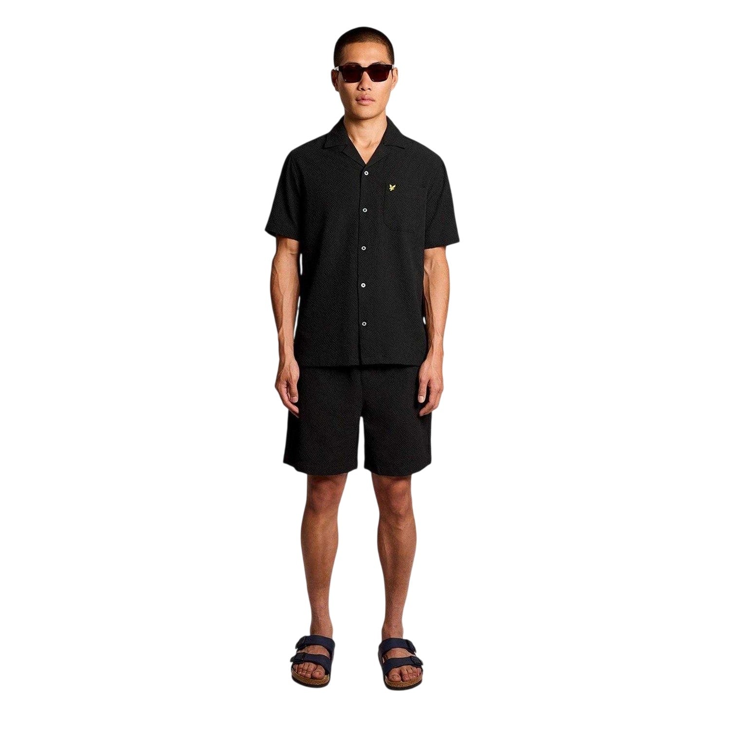 Black - Side - Lyle & Scott Mens Patterned Short-Sleeved Shirt