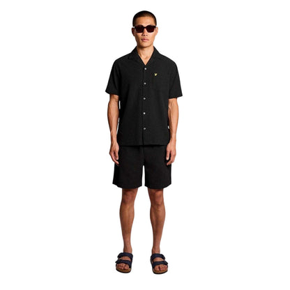 Black - Side - Lyle & Scott Mens Patterned Short-Sleeved Shirt
