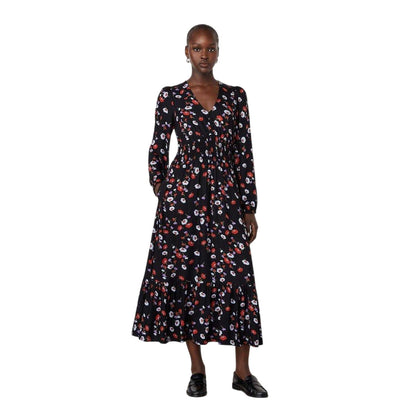 Black - Front - Finery Womens-Ladies Erina Floral Midi Dress