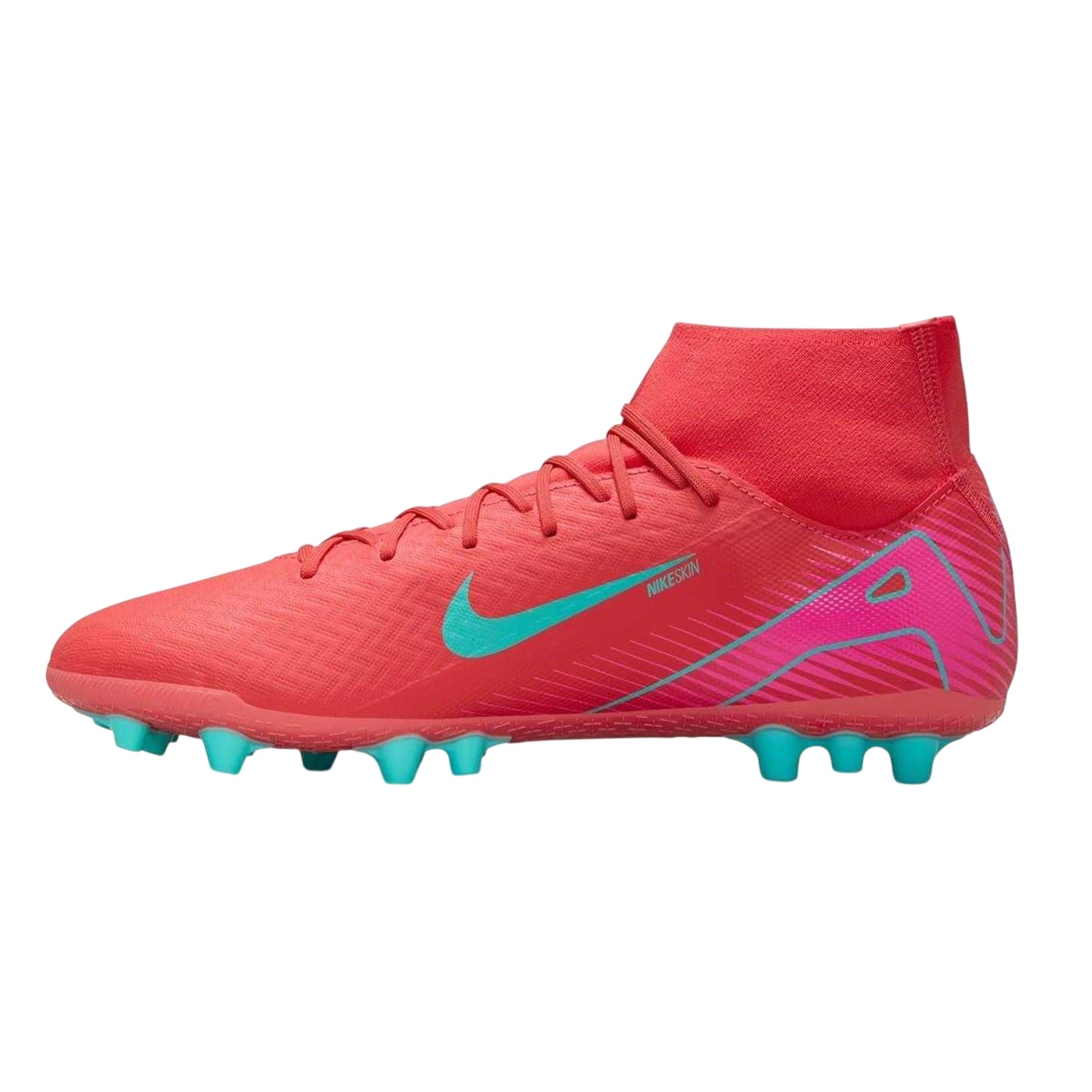 Red-Green - Side - Nike Mens Mercurial Superfly 10 Academy Leather Artificial Ground Football Boots