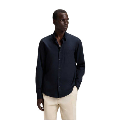 Dark Blue - Side - Boss Mens Liam Long-Sleeved Shirt