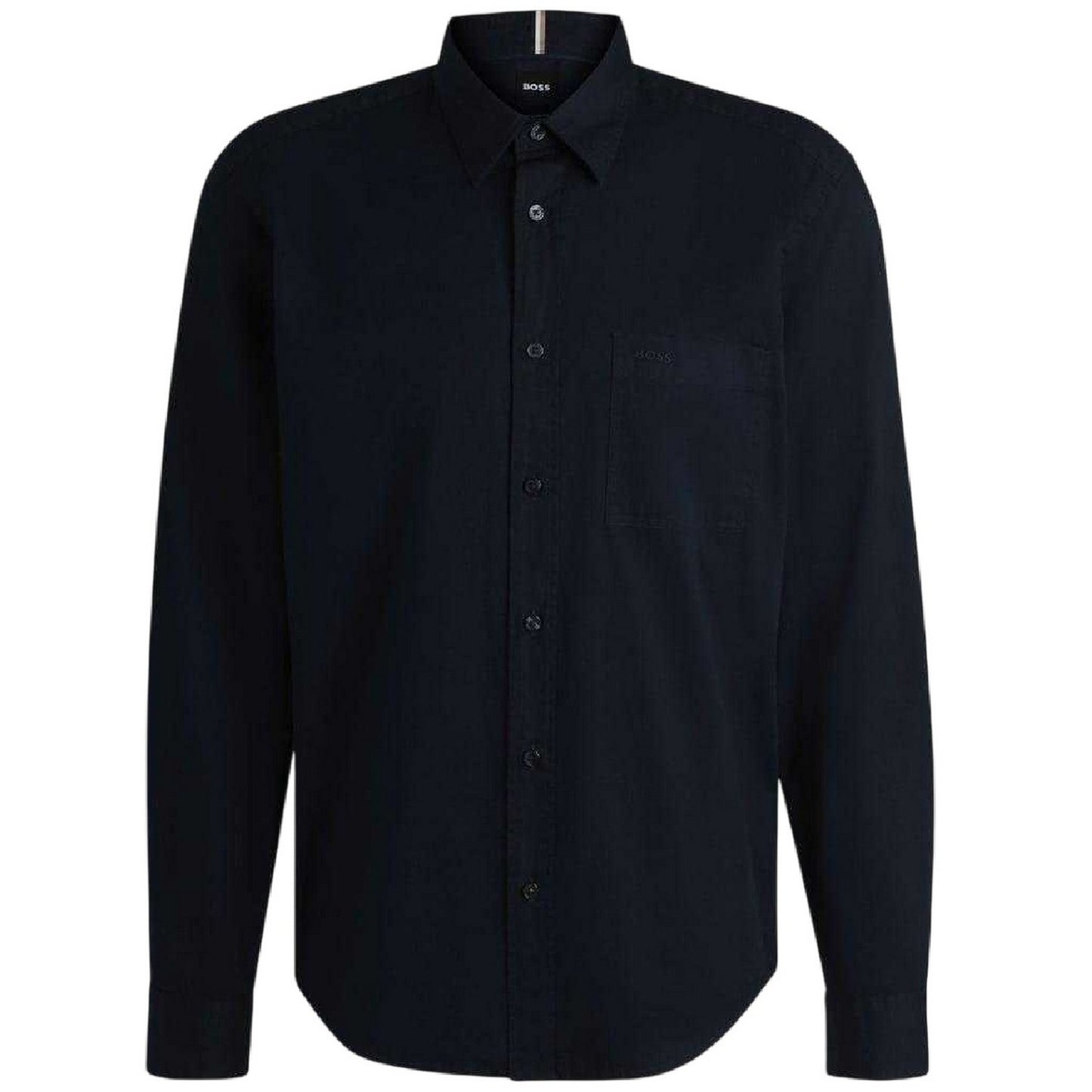 Dark Blue - Front - Boss Mens Liam Long-Sleeved Shirt