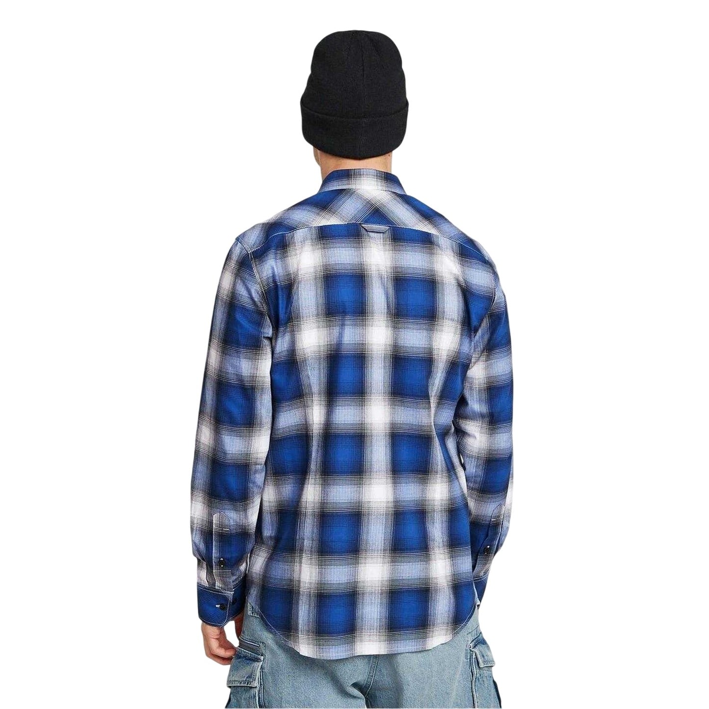 Deep Blue - Back - G-Star Mens Plaid Slim Long-Sleeved Shirt