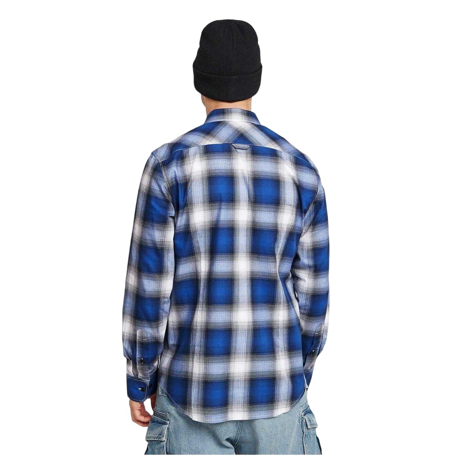 Deep Blue - Back - G-Star Mens Plaid Slim Long-Sleeved Shirt