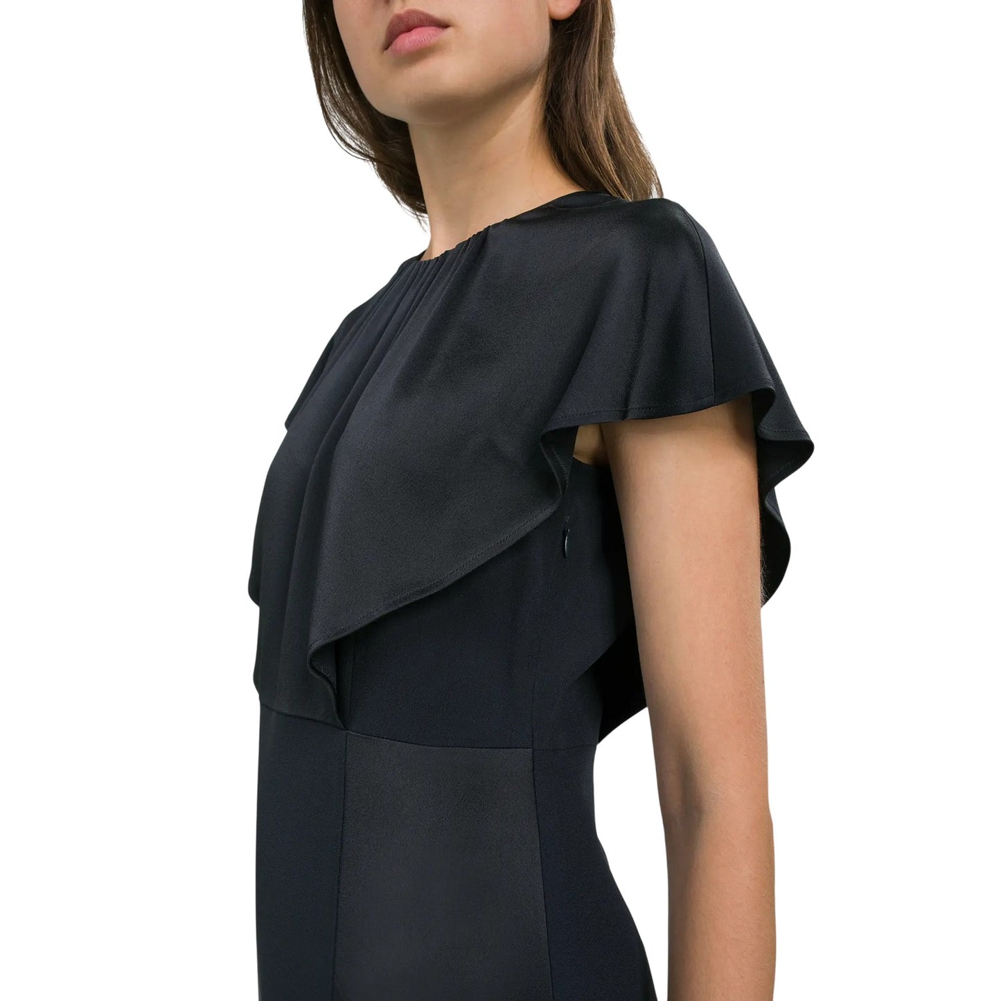 Black - Lifestyle - Boss Womens-Ladies Satin High Collar Midi Dress