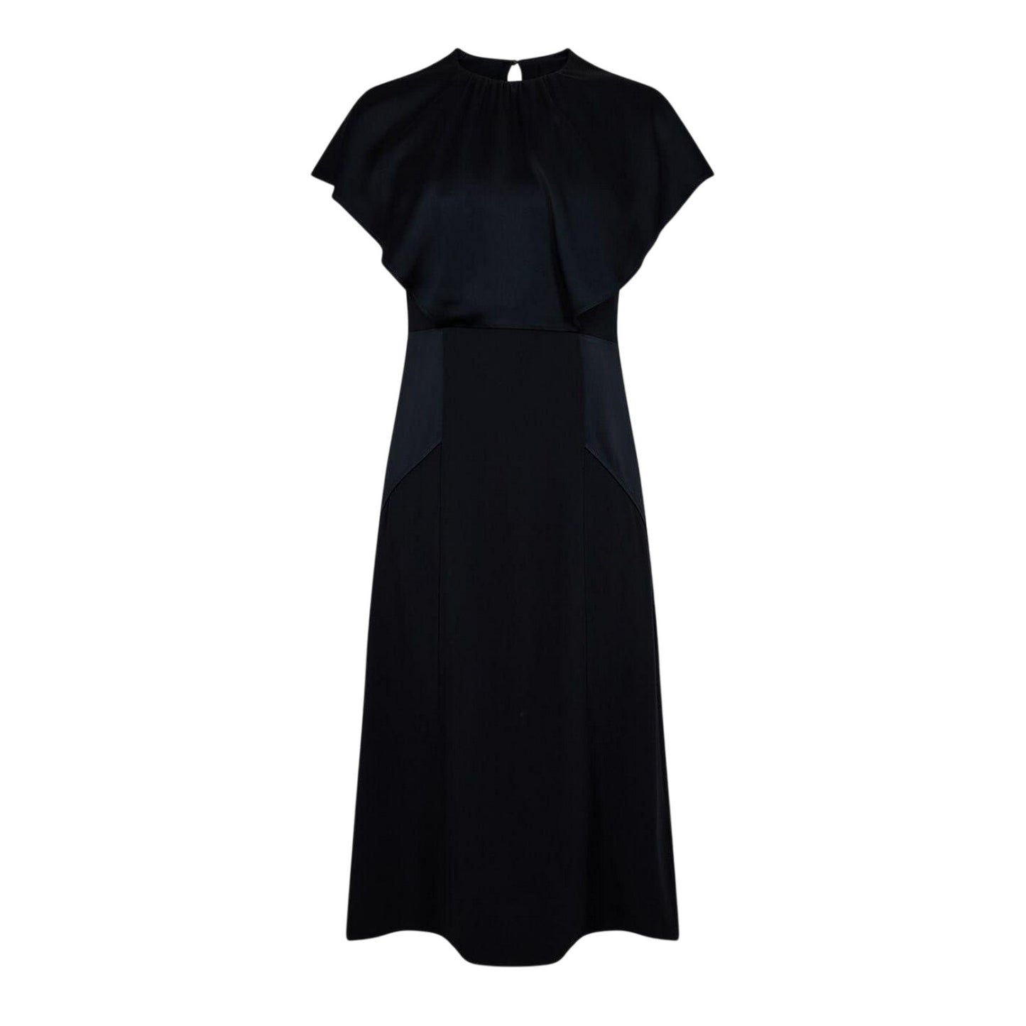 Black - Front - Boss Womens-Ladies Satin High Collar Midi Dress