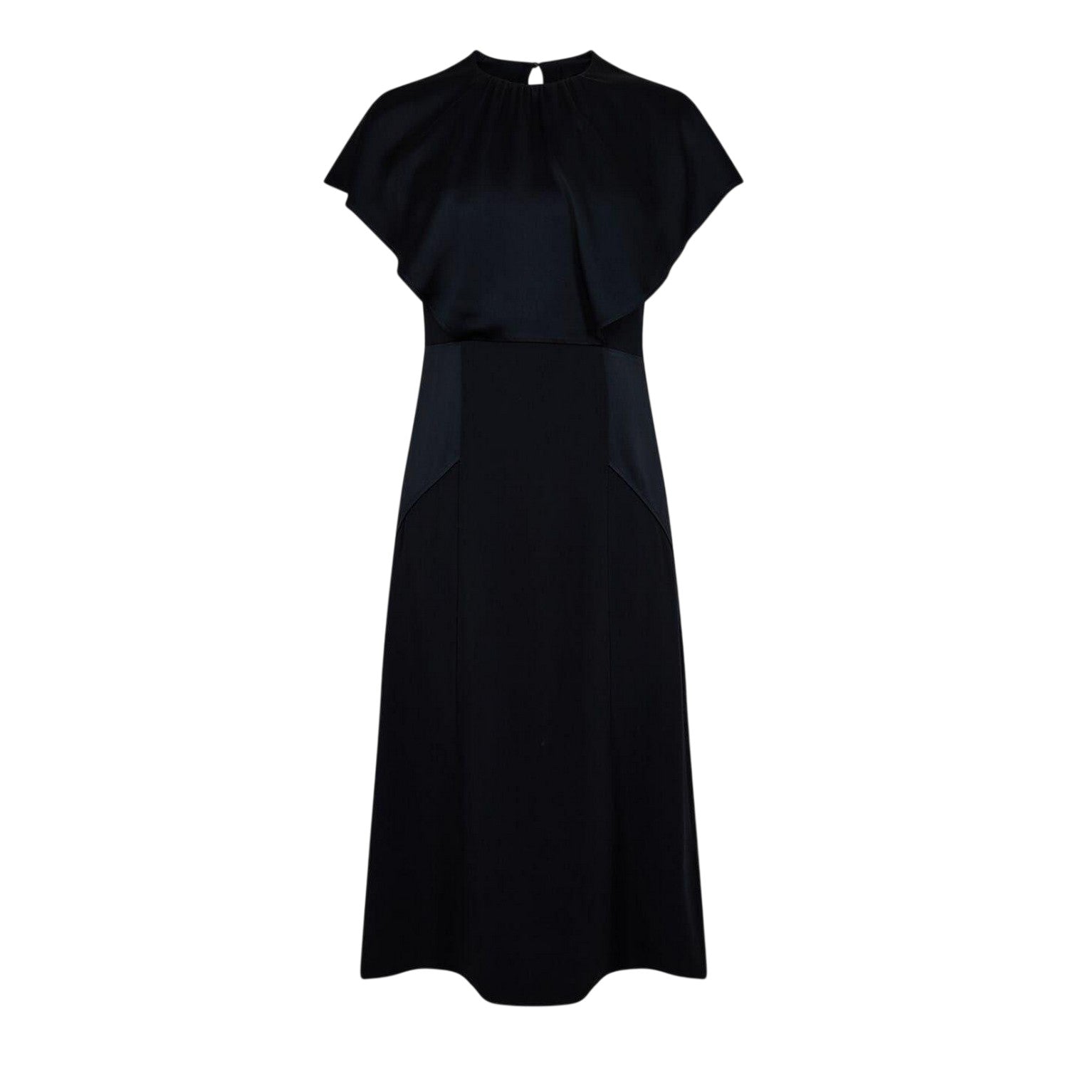 Black - Front - Boss Womens-Ladies Satin High Collar Midi Dress