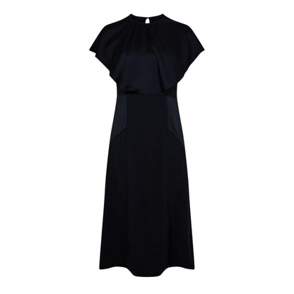 Black - Front - Boss Womens-Ladies Satin High Collar Midi Dress