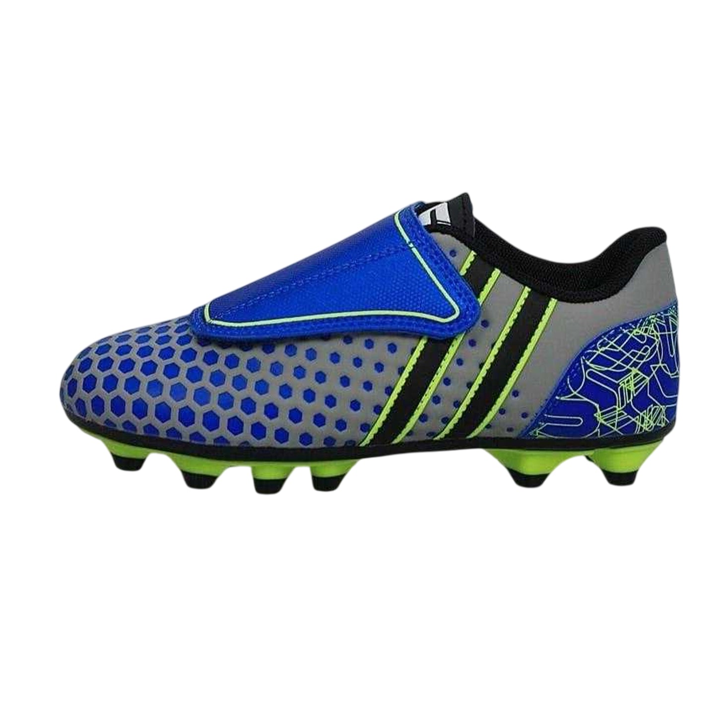 Blue - Side - Patrick Childrens-Kids Polka Dot Firm Ground Football Boots