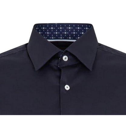 Dark Blue - Side - Boss Mens Oxford Long-Sleeved Formal Shirt