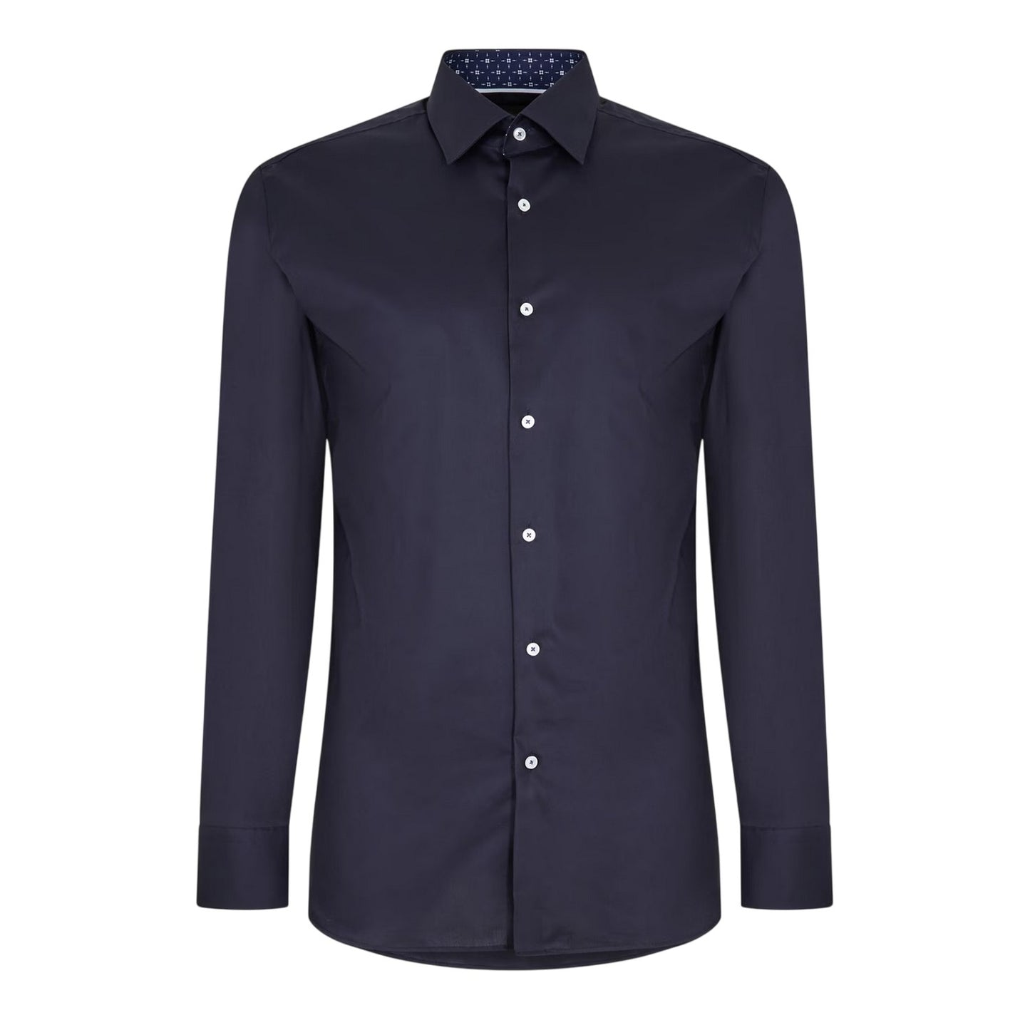 Dark Blue - Front - Boss Mens Oxford Long-Sleeved Formal Shirt