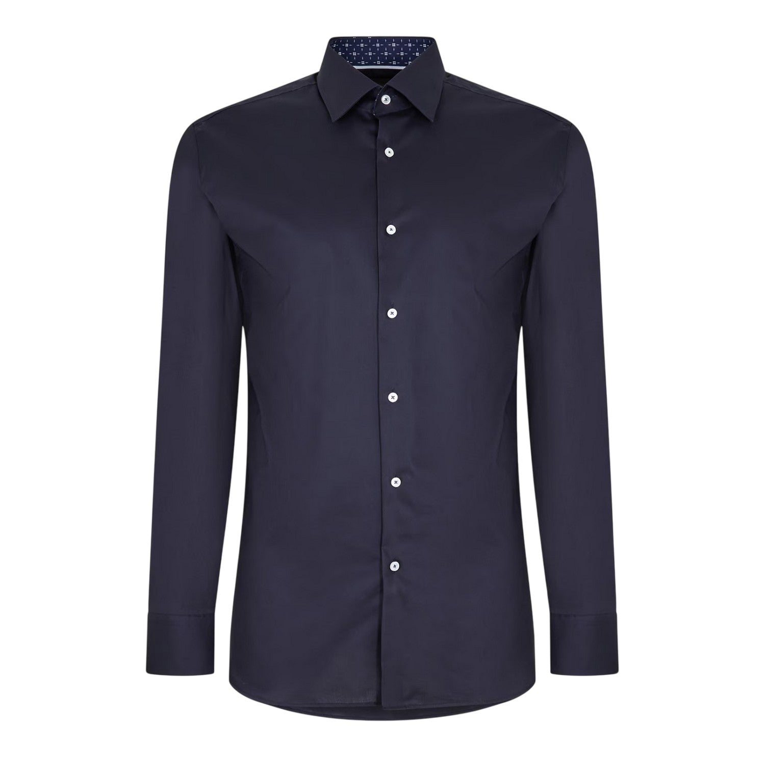 Dark Blue - Front - Boss Mens Oxford Long-Sleeved Formal Shirt