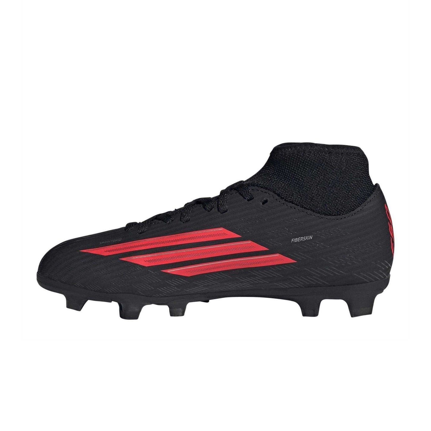 Black-Red - Side - Adidas Childrens-Kids F50 League Firm Ground Football Boots