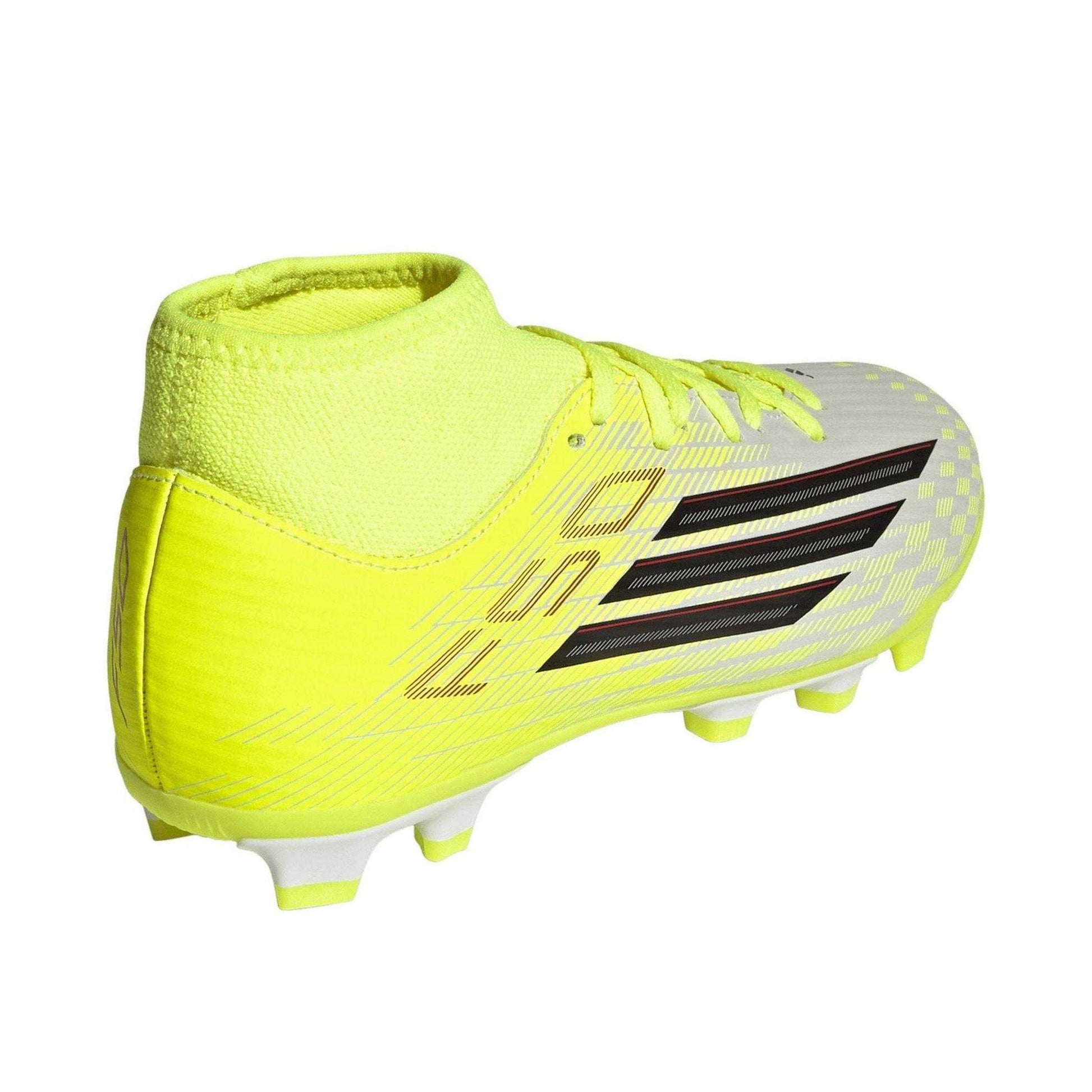 Solar Yellow - Back - Adidas Childrens-Kids F50 League Firm Ground Football Boots