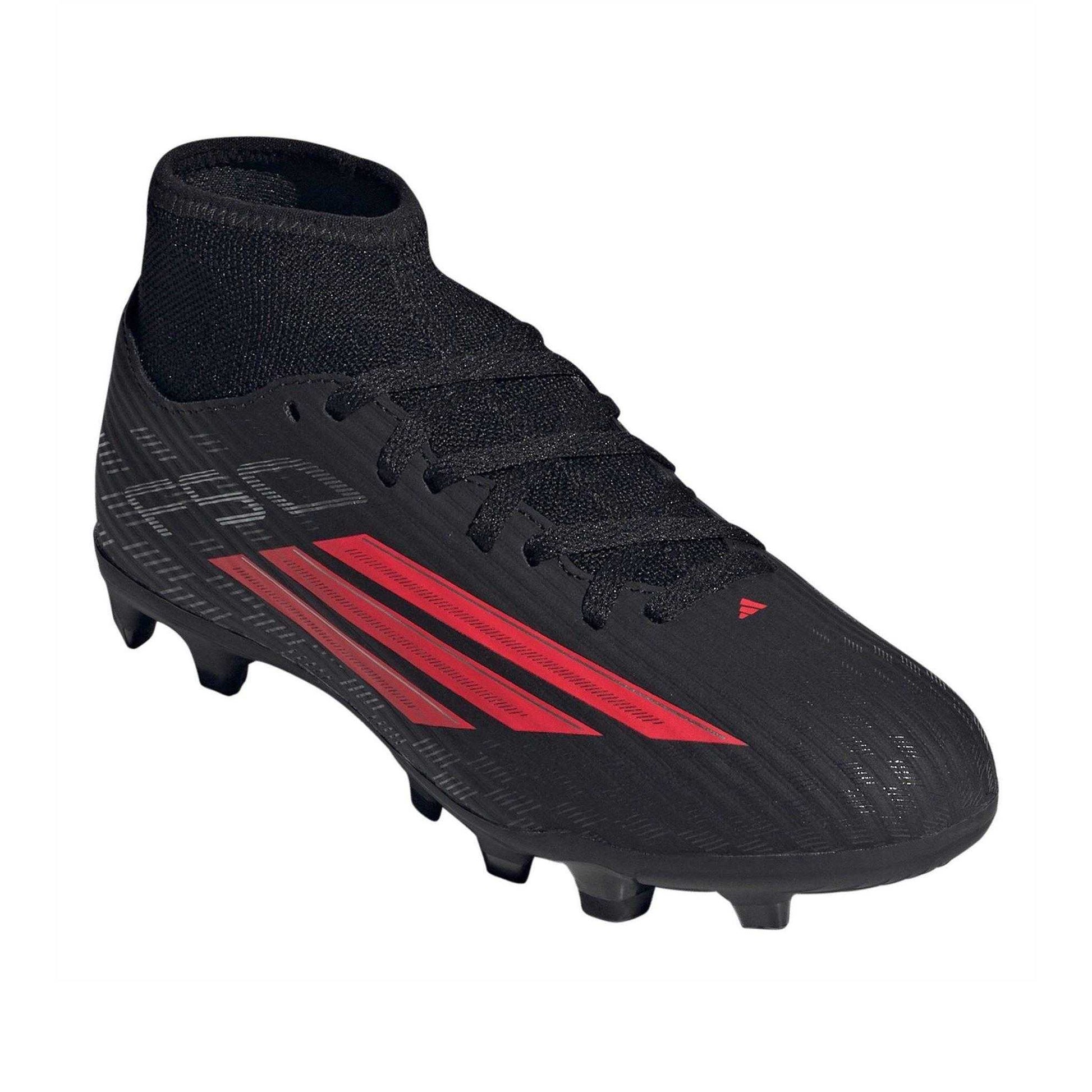 Black-Red - Front - Adidas Childrens-Kids F50 League Firm Ground Football Boots