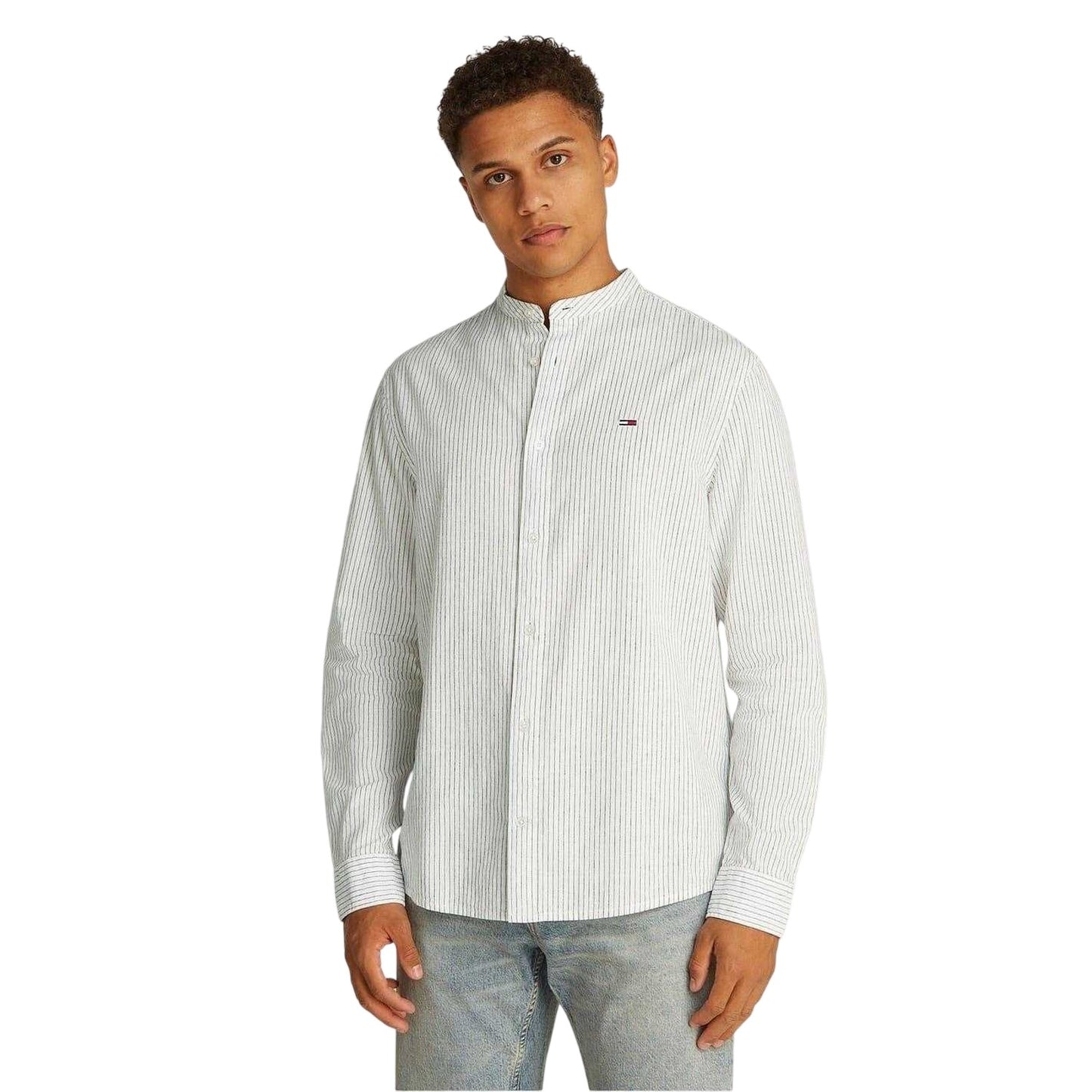 Ecru - Back - Tommy Jeans Mens Linen Long-Sleeved Shirt