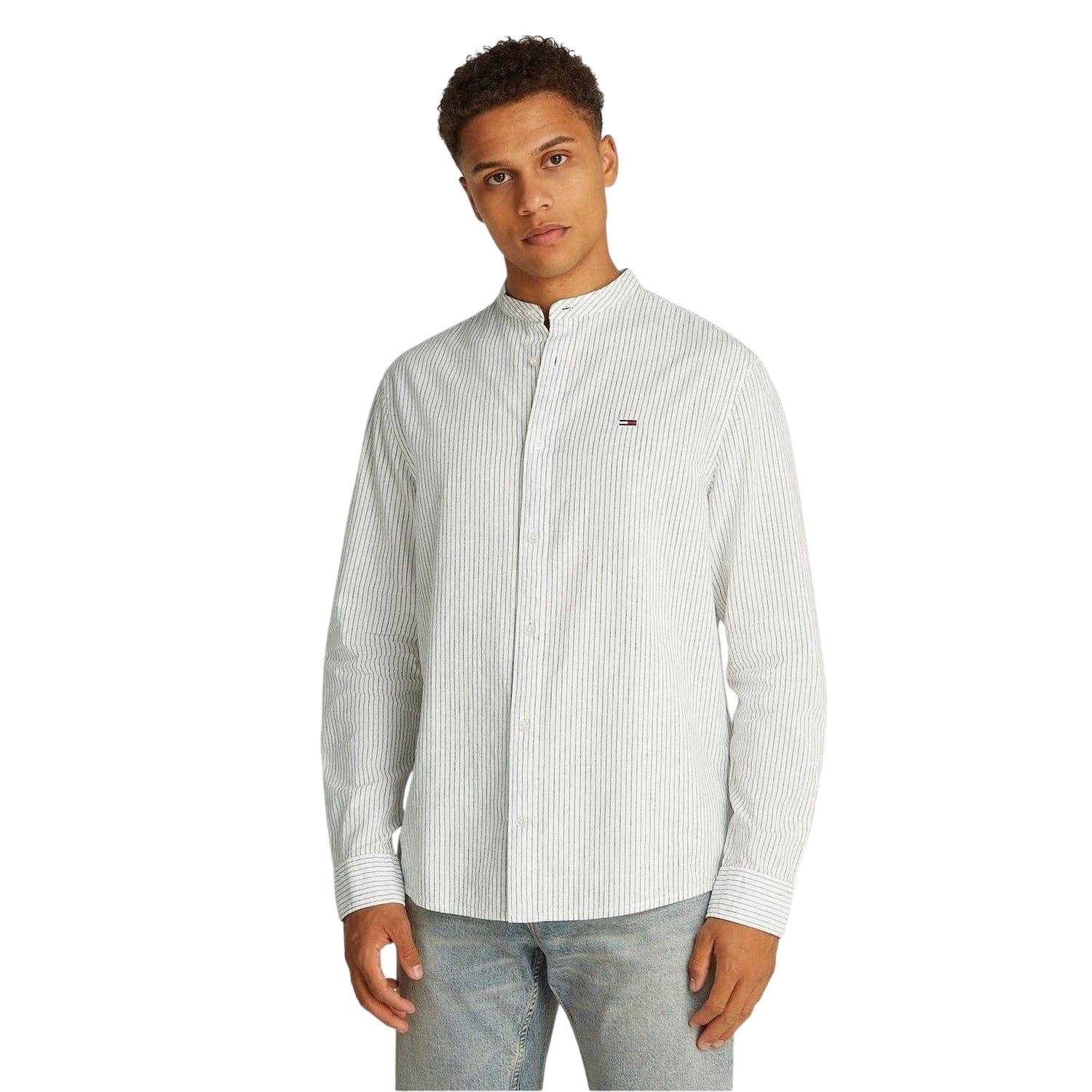 Ecru - Back - Tommy Jeans Mens Linen Long-Sleeved Shirt