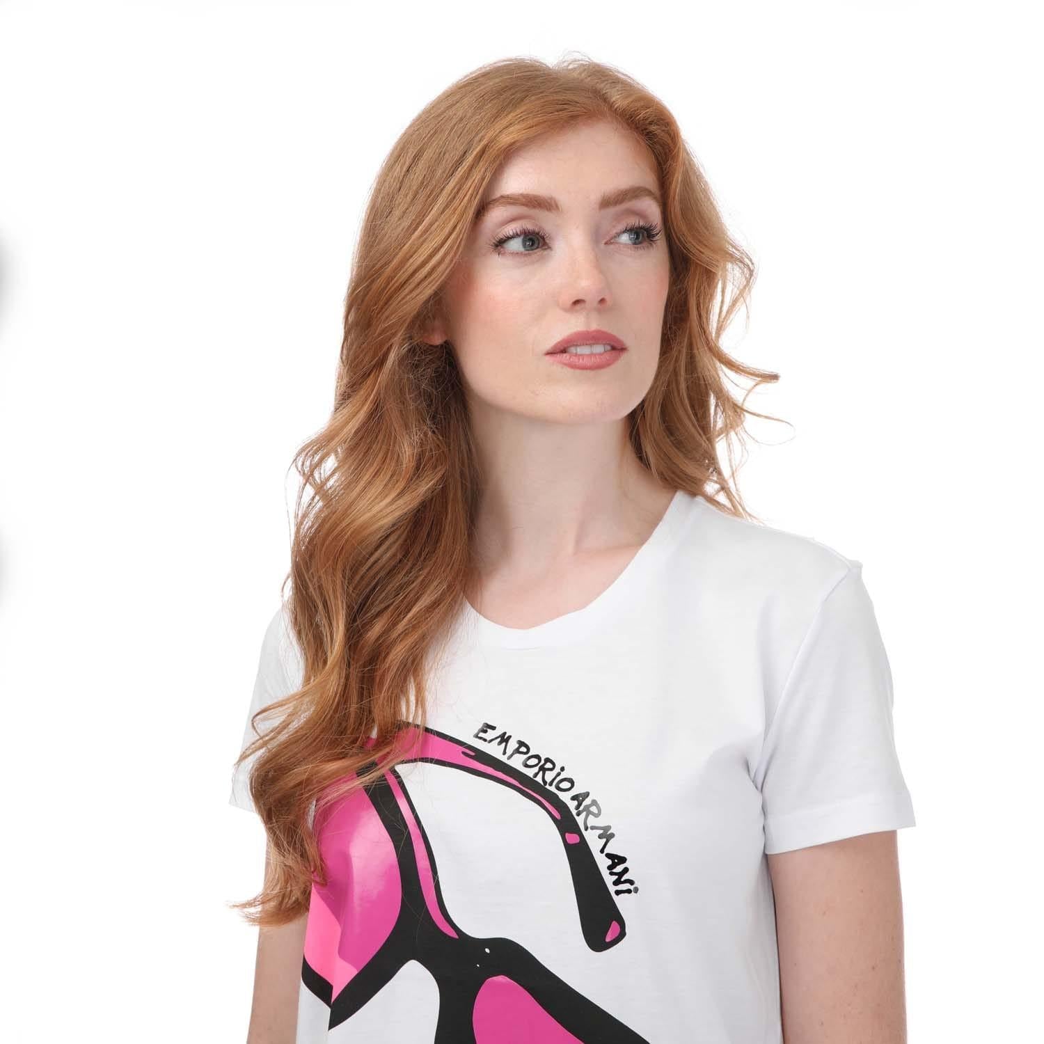 White - Side - Armani Womens-Ladies Glasses T-Shirt
