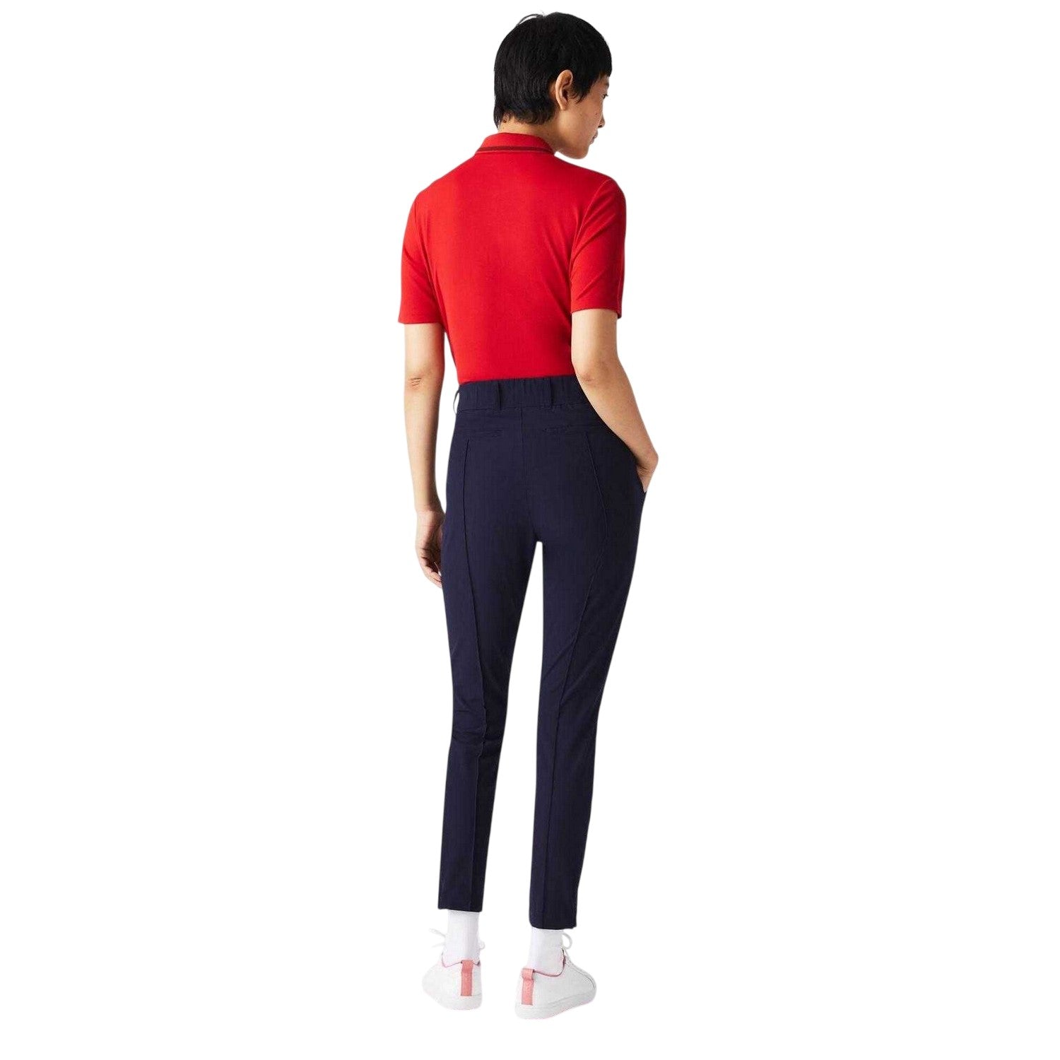 Navy Blue - Back - Lacoste Womens-Ladies Embroidered Logo Trousers