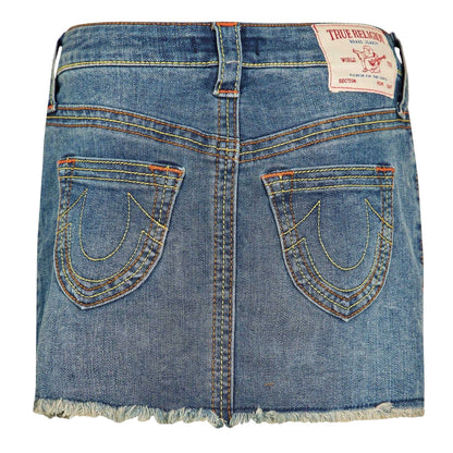 Blue - Back - True Religion Womens-Ladies Sadie Spade Denim Mini Skirt